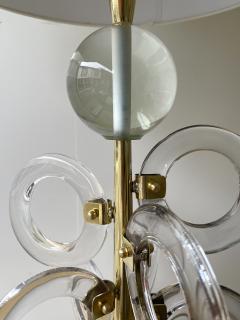  Italian workshop Contemporary Pair of Brass Murano Glass Sputnik Ring Lamps Italy - 2350499