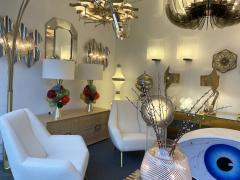  Italian workshop Contemporary Pair of Brass Murano Glass Sputnik Tutti Frutti Lamps Italy - 2350320