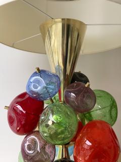  Italian workshop Contemporary Pair of Brass Murano Glass Sputnik Tutti Frutti Lamps Italy - 2350322