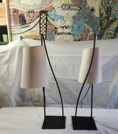  Italiana Luce Pair of Italiana Luce Black Rod Table Lamps Italy 1980s - 3274147