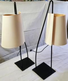  Italiana Luce Pair of Italiana Luce Black Rod Table Lamps Italy 1980s - 3274149