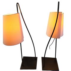  Italiana Luce Pair of Italiana Luce Black Rod Table Lamps Italy 1980s - 3274150