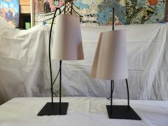  Italiana Luce Pair of Italiana Luce Black Rod Table Lamps Italy 1980s - 3274152