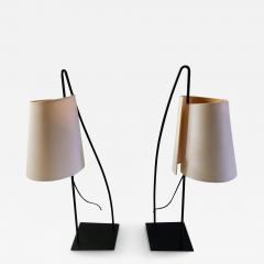  Italiana Luce Pair of Italiana Luce Black Rod Table Lamps Italy 1980s - 3281053