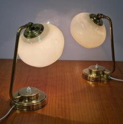  Itsu A Pair of Mid Century Brass Glass Table Lamps Model EV 53 Itsu 1950s - 3959014