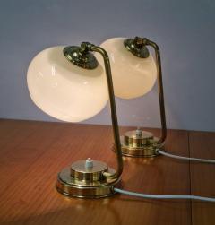  Itsu A Pair of Mid Century Brass Glass Table Lamps Model EV 53 Itsu 1950s - 3959015