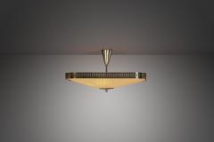  Itsu Brass and Fabric Ceiling Lamp by Itsu Finland 1960s - 3977210