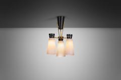  Itsu ER 112 3 Chandelier in Brass and Opal Glass for Itsu Finland Mid 20th Century - 3654533