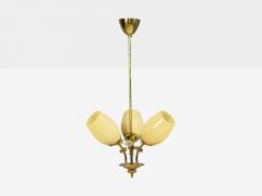  Itsu Itsu Finnish Modern Snowflake Chandelier Brass Glass Finland 1950s - 4755545