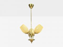  Itsu Itsu Finnish Modern Snowflake Chandelier Brass Glass Finland 1950s - 4755546