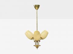  Itsu Itsu Finnish Modern Snowflake Chandelier Brass Glass Finland 1950s - 4755547