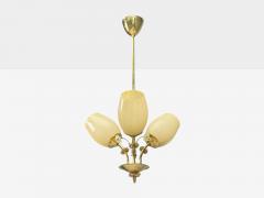  Itsu Itsu Finnish Modern Snowflake Chandelier Brass Glass Finland 1950s - 4755548