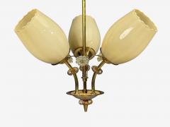  Itsu Itsu Finnish Modern Snowflake Chandelier Brass Glass Finland 1950s - 4755550