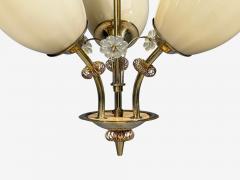  Itsu Itsu Finnish Modern Snowflake Chandelier Brass Glass Finland 1950s - 4755551