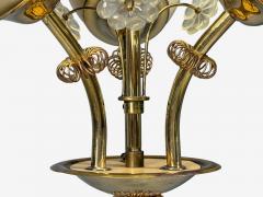  Itsu Itsu Finnish Modern Snowflake Chandelier Brass Glass Finland 1950s - 4755553