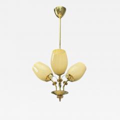  Itsu Itsu Finnish Modern Snowflake Chandelier Brass Glass Finland 1950s - 4758422