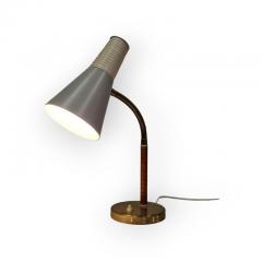  Itsu Itsu Table Lamp Ak 21 in White Gray Leather and Brass 1950s - 4138151