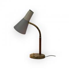  Itsu Itsu Table Lamp Ak 21 in White Gray Leather and Brass 1950s - 4138152