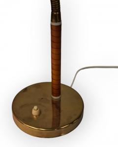  Itsu Itsu Table Lamp Ak 21 in White Gray Leather and Brass 1950s - 4138153