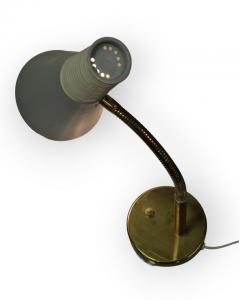  Itsu Itsu Table Lamp Ak 21 in White Gray Leather and Brass 1950s - 4138154