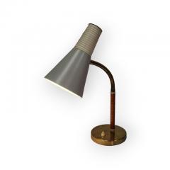  Itsu Itsu Table Lamp Ak 21 in White Gray Leather and Brass 1950s - 4138158