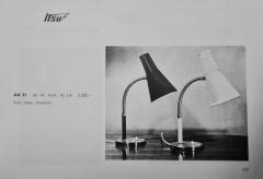  Itsu Itsu Table Lamp Ak 21 in White Gray Leather and Brass 1950s - 4138159