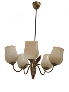  Itsu Mid Century Finnish Ceiling Lamp in Brass and Glass Attr Itsu 1950s - 3932776