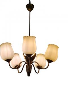  Itsu Mid Century Finnish Ceiling Lamp in Brass and Glass Attr Itsu 1950s - 3932777