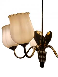  Itsu Mid Century Finnish Ceiling Lamp in Brass and Glass Attr Itsu 1950s - 3932778