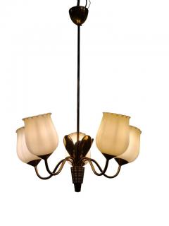  Itsu Mid Century Finnish Ceiling Lamp in Brass and Glass Attr Itsu 1950s - 3932781