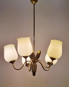  Itsu Mid Century Finnish Ceiling Lamp in Brass and Glass Attr Itsu 1950s - 3932782