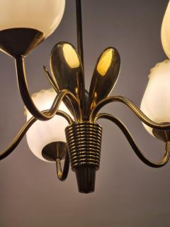  Itsu Mid Century Finnish Ceiling Lamp in Brass and Glass Attr Itsu 1950s - 3932783