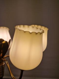  Itsu Mid Century Finnish Ceiling Lamp in Brass and Glass Attr Itsu 1950s - 3932784