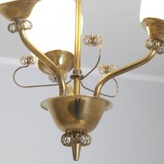  Itsu Mid Century Itsu Ceiling Lamp Model ER 110 3 in Brass Glass Finland 1950s - 4551327