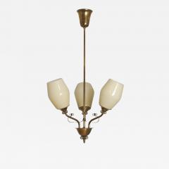  Itsu Mid Century Itsu Ceiling Lamp Model ER 110 3 in Brass Glass Finland 1950s - 4553549