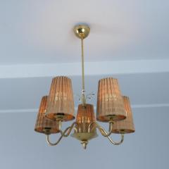  Itsu Mid Century Itsu Ceiling Lamp Model ER 5203 5 in Brass Rattan Finland 1950s - 4334569