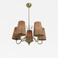  Itsu Mid Century Itsu Ceiling Lamp Model ER 5203 5 in Brass Rattan Finland 1950s - 4335639