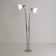  Itsu Mid Century Modern Floor Lamp Model EN 31 Brass Leather Glass Itsu 1950s - 4810920