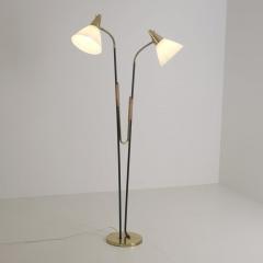  Itsu Mid Century Modern Floor Lamp Model EN 31 Brass Leather Glass Itsu 1950s - 4810926