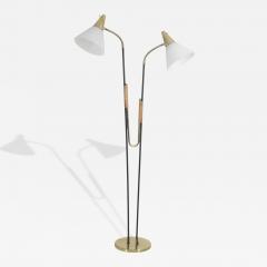  Itsu Mid Century Modern Floor Lamp Model EN 31 Brass Leather Glass Itsu 1950s - 4812057