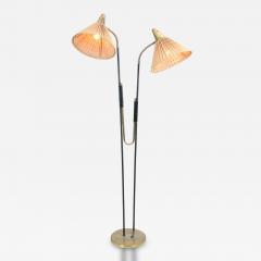  Itsu Mid Century Modern Floor Lamp Model No EN 31 with Rattan Shades Itsu 1950s - 4475420