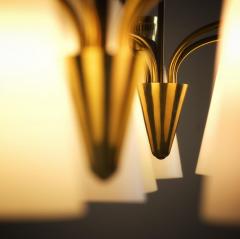  Itsu Pair of Mid Century Itsu Ceiling Lamps ER 103 5 Brass Opaline Finland 1950s - 4525117