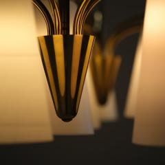  Itsu Pair of Mid Century Itsu Ceiling Lamps ER 103 5 Brass Opaline Finland 1950s - 4525118