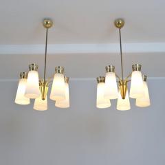  Itsu Pair of Mid Century Itsu Ceiling Lamps ER 103 5 Brass Opaline Finland 1950s - 4525121