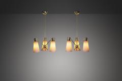  Itsu Pair of Model ER 106 3 Pendant Lamps by Itsu Finland 1950s - 4569382