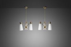  Itsu Pair of Model ER 106 3 Pendant Lamps by Itsu Finland 1950s - 4569423