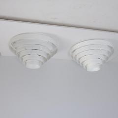  Itsu Pair of White Slated Flush Mounts Model AE74 45 Alvar Aalto Style Itsu 1950s - 4366758