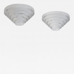  Itsu Pair of White Slated Flush Mounts Model AE74 45 Alvar Aalto Style Itsu 1950s - 4371171