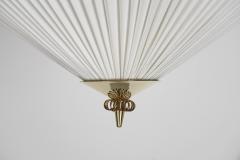  Itsu Pleated Ceiling Light with Brass Finial for Itsu Finland Mid 20th Century - 4741342