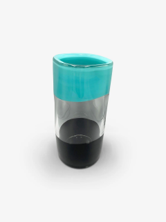  Ivan Baj ICHNOS A BLACK TURQUOISE GLASS VASE - 3595016